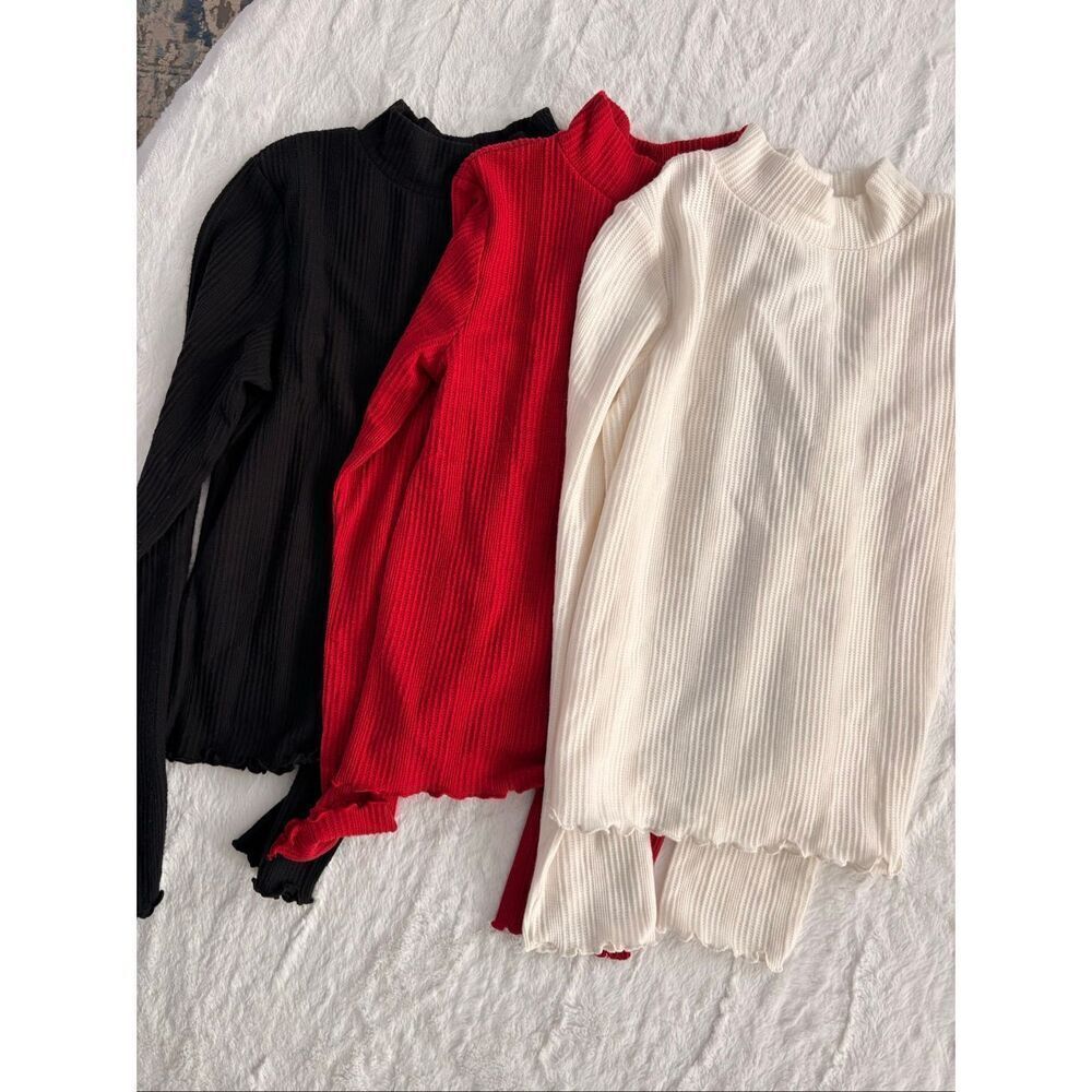 SO Size L 10/12 Ribbed Mock Neck Long Sleeve Tops Bundle of 3